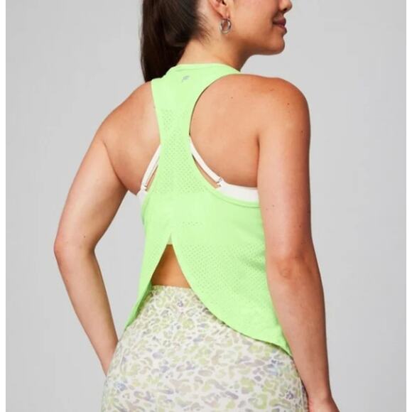 Fabletics One Lite Tank Neon Green Split Back Workout NWT S - Picture 1 of 7